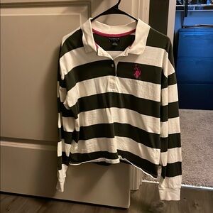 Polo by Ralph Lauren Kids Striped Green and White Rugby Shirt